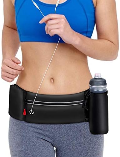 Yooumoga Hydration Running Belt for Women Men Running Fanny Pack with Foldable Water Bottle Holder for Walking No Bounce Adjustable Waist Pouch for Runners Jogging