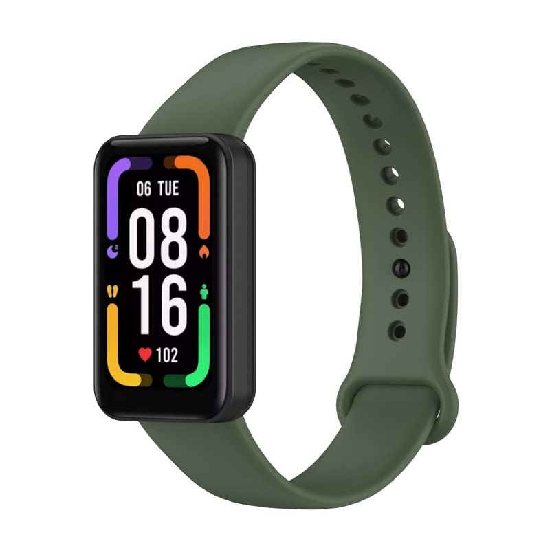 YODI Soft Silicone Classic Strap Bands Compatible With Redmi Smart Band Pro Smart Watch Only, Comfort and Flexible Straps Compatible with Mi Smart Band Pro for Men Women and Boys & Girls (BLACK-GREEN) 1