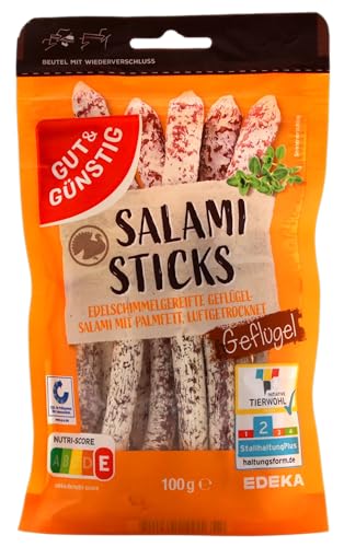 EDEKA Gut & Günstig Salami Sticks Geflügel, 8er Pack (8 x 100g)