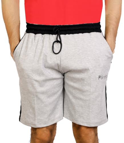 Image of Particle Men's Plus Size Big Size Bermuda Shorts | 230 GSM Ribbed Cotton Half Pant for Men with Deep Side Pockets | Sizes XL-5XL (34-52 Inch Waist)