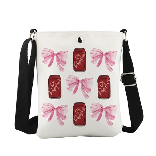 WCGXKO Pink Bow Soda Drink Crossbody Bag Soda Addict Gift for Soda Drink Lover