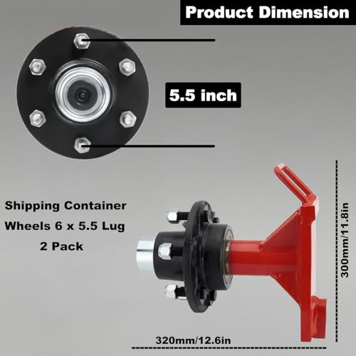 2 Pack Shipping Container Wheels Kit 6-Lugs - Heavy Duty 8800LBS Capacity Axles with Ratchet Straps - Move 20ft-40ft Containers Without Crane - Industrial Trailer Axles for DIY Container Conversion by Darteno - Image 2