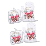 DECOMELODY 2sätze Ofenhandschuhe für Küche Weihnachten Hitzebeständige Handschuhe aus...