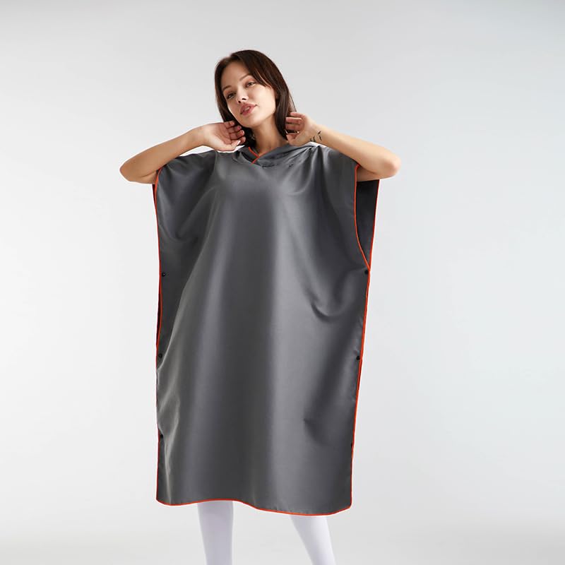 THMINS2 Pack Surf Poncho Microfiber Beach Changing Towel, for Travel Quick Dry Towels Robe,Hooded Changing Robe Adult Surf Poncho Towel,Swimming Shammy Towel,Poncho Changing Towel(Grey)