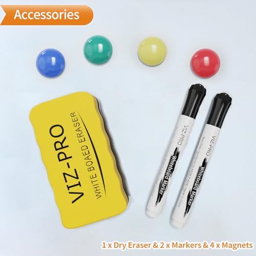 VIZ-PRO Magnetic Whiteboard/Dry Erase Board, 36 X 24 Inches, Includes 1 Eraser & 2 Markers & 4 Magnets image 2