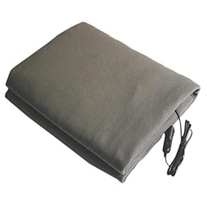 Linghuang Elektrische elektrische deken, 12 V, polar fleece, auto-accessoires, winter, warme auto, constante temperatuur, elektrische deken voor reizen, camping, picknick, verwarming, 150 x 110 cm (grijs)
