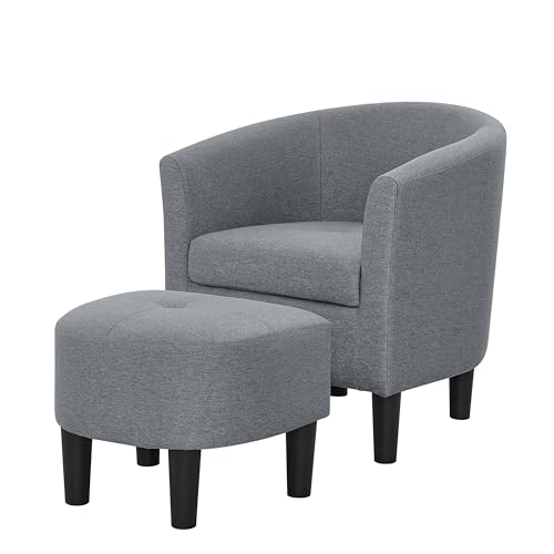 Sillón con Ottoman Gris y Tapizado en Poliéster