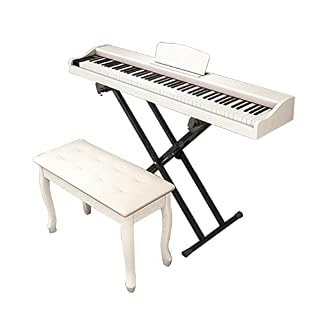 Piano numérique 88 touches clavier lesté support de piano piano électrique MIDI avec banc de piano à triple pédale et support de piano for adultes enfants et débutants (Color : White) - Les Beatles, Paul McCartney, John Lennon, RIngo Starr, George Harrison