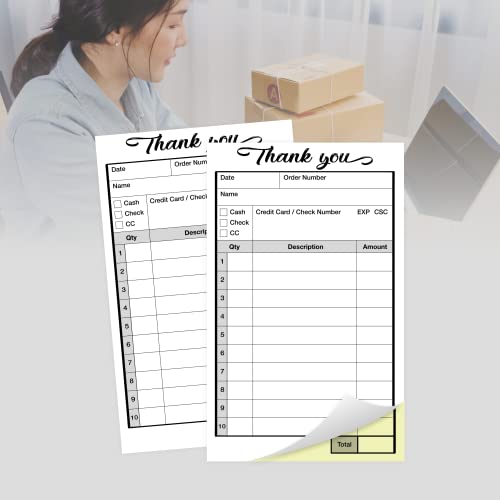 Order Forms Pad, Invoice Book For Small Business, Work Receipt, 2 Part Carbonless, 50 Sets Each, 3.4 X 5.5 Inches (Thank You) #TOP4