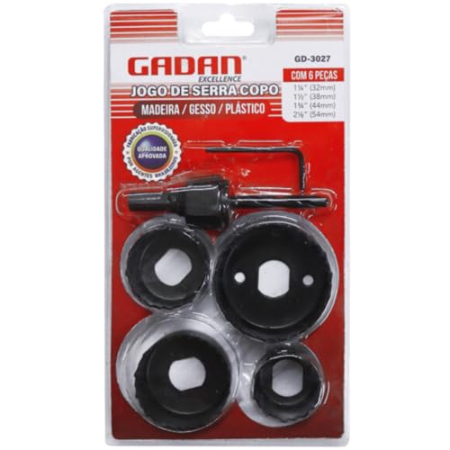 Conjunto de 4 Serras Copo para Madeira, Gesso e Plástico, 32mm, 38mm, 44mm, 54mm