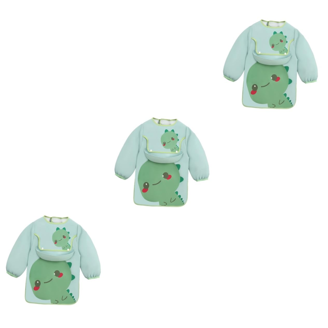 Toyvian 3piezas Babero Mangas Largas y Diseño De Dibujos Animados Para Comer Cómodo Protección Contra Manchas