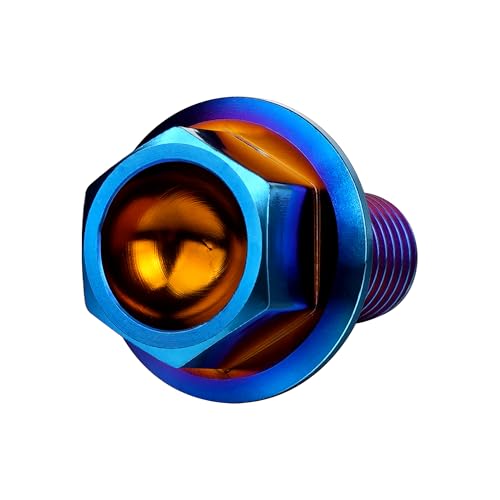 Image of Ti Screws M10 x 20 25 30 35 40 45 50 55 60 65 70 75 80 90 100mm 1.25 Pitch Titanium Flange Hex Bolt Pack of 4 (Burnt Blue, M10x25mm)