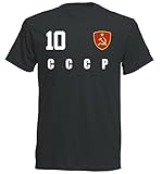 Baumwollshirts CCCP Sowjetunion WM 2018 T-Shirt Trikot - schwarz ALL-10 - S M L XL XXL (M)