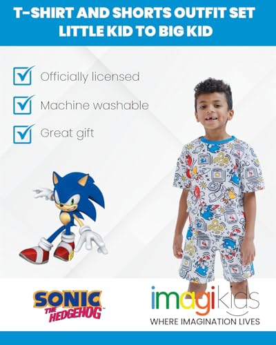 Image of SEGA Sonic the Hedgehog French Terry T-Shirt and Shorts Outfit Set Toddler to Big Kid Sizes (2T - 14-16)