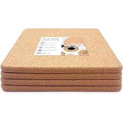 KITLAB Cork Trivets for Hot Dishes, Hot Pots and Pans, 8 Inch 4 Pcs | High Density Thick Cork Trivet, Fine Particle Cork, Heat Resistant, Large Coaster for Kitchen, Hot Pads for Countertop