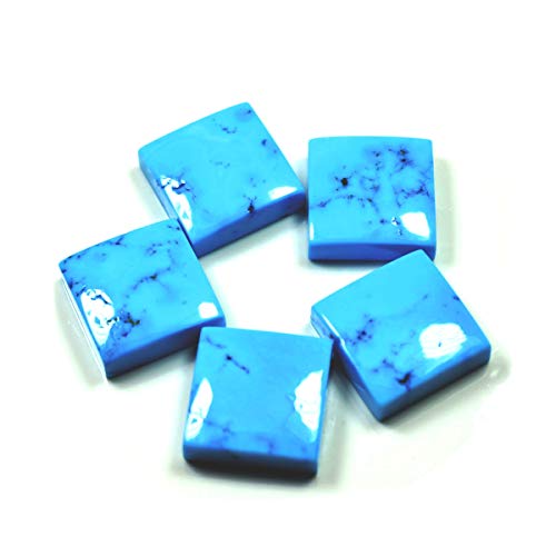 Véritable turquoise carrée 13mm pour création joaillerie haut de gamme de créateur (Lot de 5)