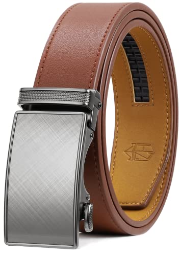 Image of Zitahli Belt Men,Leather Ratchet Belt for Men Dress Casual Every Day with Adjustable Buckle,Trim to Fit For Gift