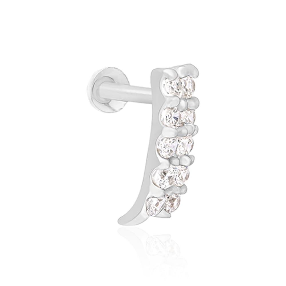 925 Sterling Silver Cubic Zirconia Round Solitaire Nose Pin | Simple Single Stone Design with Smooth Polished Surface and Minimal Appeal for Women and Girls | With Certificate of Authenticity-image-26