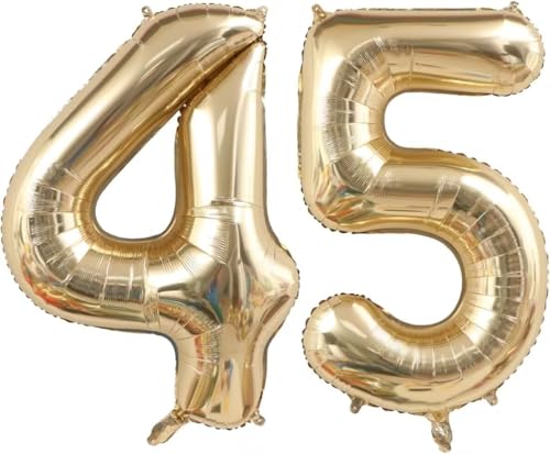 Image of Light Gold 54 45 Balloon Numbers, 40 Inch Large 54th 45th Birthday Balloons, Helium Mylar Foil Number 54 45 Balloons Champagne Gold Birthday Party Decorations Supplies for Men Women