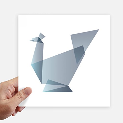 Sticker carré paon origami 20cm multicolore géométrique mural