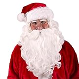 Kangaroo Santa White Beard and Wig Set for Adults β Soft Synthetic Fluffy Hair Christmas Costume Apparel for Christmas Parties, Theatrical Performances, Santa Claus Costume for Men Cosplay Wig