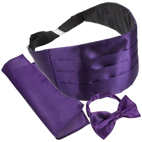 Set formal hombre: fajín, corbata moño y pañuelo morado