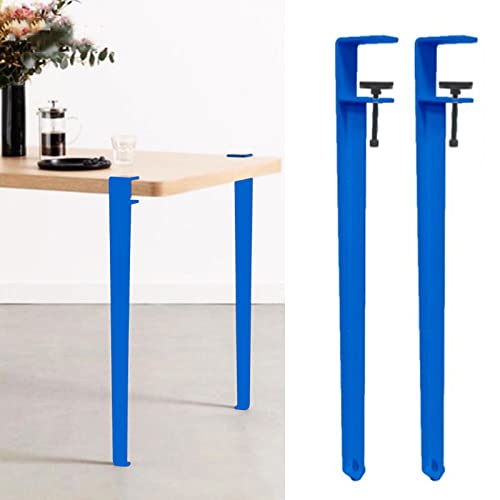 Patas de Mesa en Forma de F con Abrazadera de Metal para Muebles de Bricolaje, mesas de Centro y Barras, con Protectores de Suelo, Color Azul, 40 cm (15,7 Pulgadas)