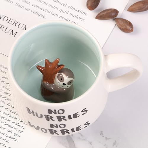 Dvagoent 400 ml Mug 3d Taza Ceramica, Tazas Bonitas Adecuado Para La Oficina En Casa (Perezoso)