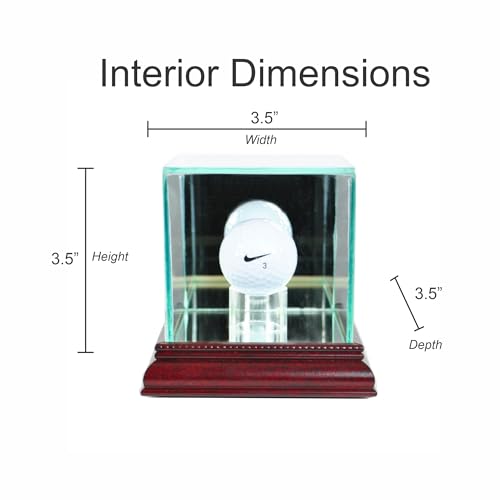 Image of Golf Ball Hole-in-One Display Case with 1 1 /2 inch Sport Moulding | Real Glass Display for Your Hole in One Golf Ball | Add Custom Personalization | Hole in One Golf Ball Display Case