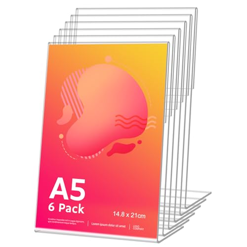 Cadre Photo Double Face DISPLAY SALES De Table DIN Long Format Portrait | Support Flyer En Acrylique Transparent | Porte Flyer Pour 5 Brochures | Présentoir Flyer Pour Chaque Occasion Porte Brochure