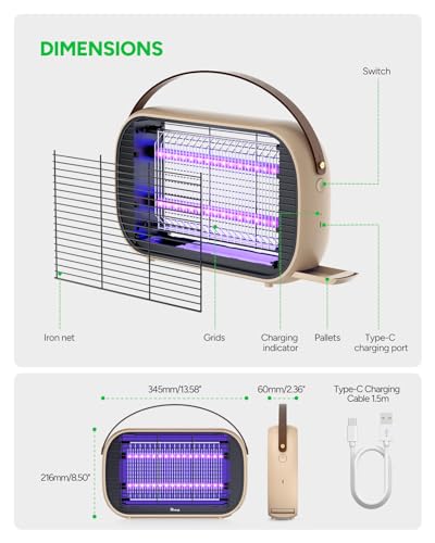 Buzbug LED Bug Zapper Outdoor Indoor, Durable 10 Years Lifespan Lamp,Portable Camping Mosquito Zapper, Fly Trap Mosquito Trap-MA015C