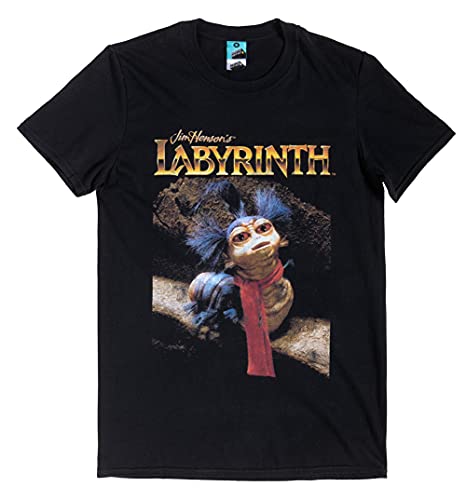 T-shirt Labyrinth Worm noir en maille premium et impression haute définition