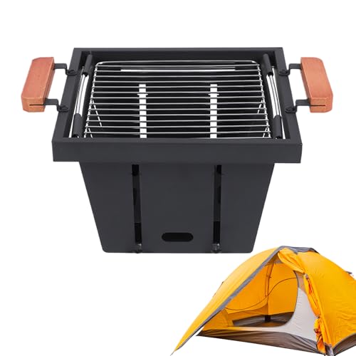 Barbacoa de camping, parrilla de carbón vegetal ajustable en 4 alturas | Cocina para picnic | Para camping, exterior, picnic, barbacoa, terraza, jardín, senderismo, y balcón
