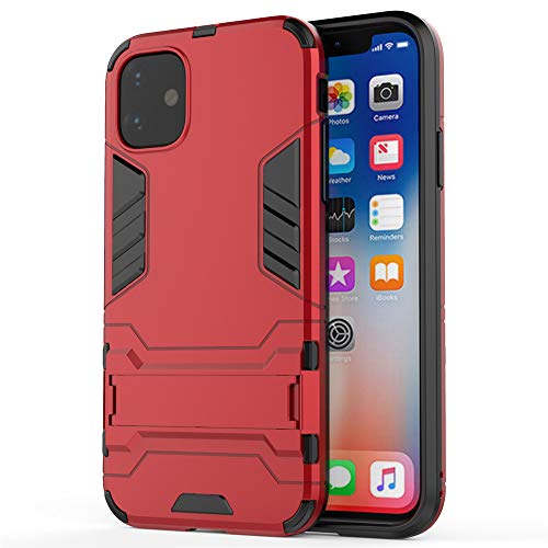 Coque pour iPhone 11, CHcase 2 en 1 Armour Style Robuste Hybrides Double Couche Armure Defender TPU + PC Hard Coques Case Cover avec Kickstand Support pour iPhone 11 6.1 Zoll -Red