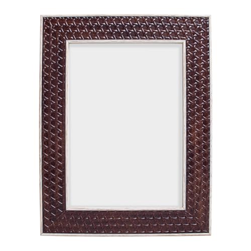 Image of GOLDEN PEACOCK Set of 2 5x7 Inch Photo Frames - Textured Woody Brown Finish | Elegant Tabletop & Wall Hanging Picture Frames for Home, Office & Living Room