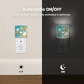 Seashell Starfish Beach Seaside Night Light Plug in LED Lamp Acrylic Glass Decor Night Lights Plug into Wall with…
