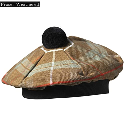 Image of Scottish Tam O' Shanter Hat Tartan Bonnet Pom Pom Wool Flat Cap One Size