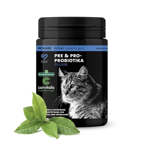 Peticare Katzen Präbiotika & Probiotika | Immunsystem stärken, Darmsanierung, Darmflora aufbauen | lindert Allergie-Anfälligkeit & Juckreiz | mit innovativem Corvitalis® Komplex - petCat Health 3501