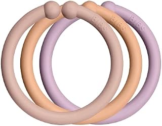 BIBS Loops 12-Pack Baby Links, BPA Free, Food Safe Polypropylene, Blush / Peach / Dusky Lilac