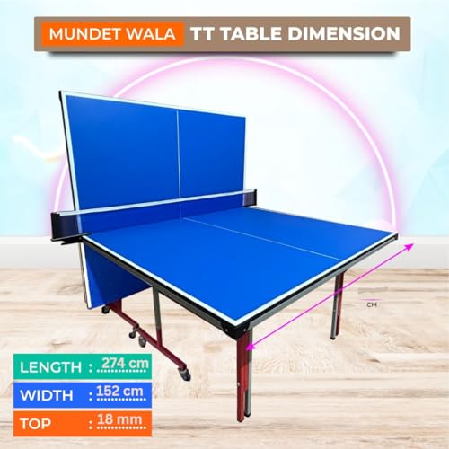 Image of ‎Classic Action Wood Table Tennis Table w /Both Side Laminated & Wheels w /Lock (TT Table Net + 2 TT Table Racket & 2 Balls) (18 mm Top Thickness Action Model)