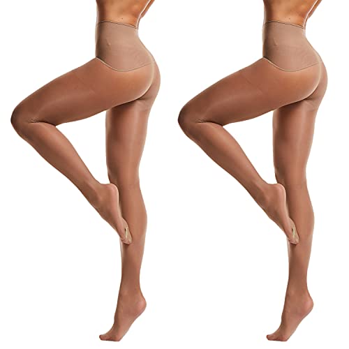 Image of Frola Oil Shiny Stockings Pantyhose 360Seamless Crotch High Waist Smooth Tights for Women