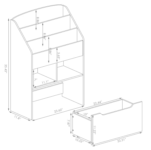 image for UTEX Bookshelf for Kids, Wooden Book Display, Kids Bookshelf and Toy S