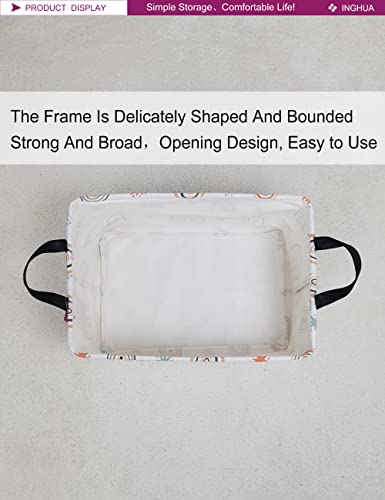 Image of Rectangular Storage Basket with Handles Gift Basket Room Decor Nursery Bin Organizer Box (Rec-Star Rainbow)