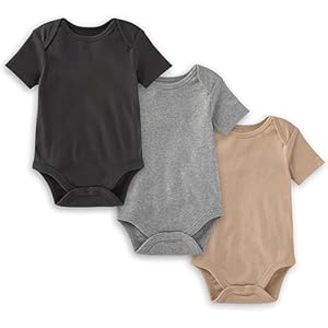 Burt’s Bees Baby Unisex Short Sleeve Organic Cotton Bodysuits, 3-Pack