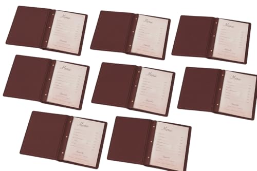 Image of NJ Restaurant Leather Menu Covers Holders screw fitting 9x12 inch Inches, Menu Presenters for Restaurants, Menu Holder: BROWN (8)
