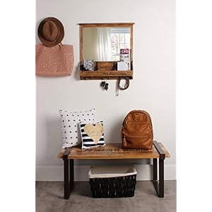 Kate and Laurel Stallard Decorative Rustic Wood Home Organizer with Mirror, Pockets, and Key Hooks, Rustic Brown Kate and Laurel Stallard Decorative Rustic Wood Home Organizer with Mirror Pockets and Key Hooks Rustic Brown
