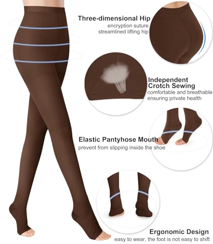 Image of Medical Compression Pantyhose for Women Support Stockings 20-30 mmHg Treatment Swelling, Edema Varicose Veins