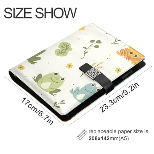 Carnet ligné grenouille en cuir de taille 16,7 x 9,2 cm pour vos notes
