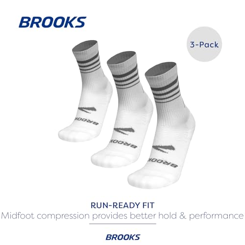 Image of Brooks Run-In Crew Sock 3-Pack, Crew Length, Arch Support, Running Socks