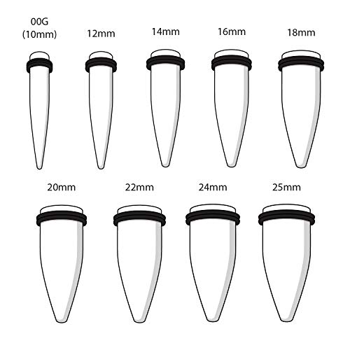 BodyJ4You 18PC Big Gauge Taper Kit Ear Stretching 00G-25mm Large Black Acrylic Expander Set3
